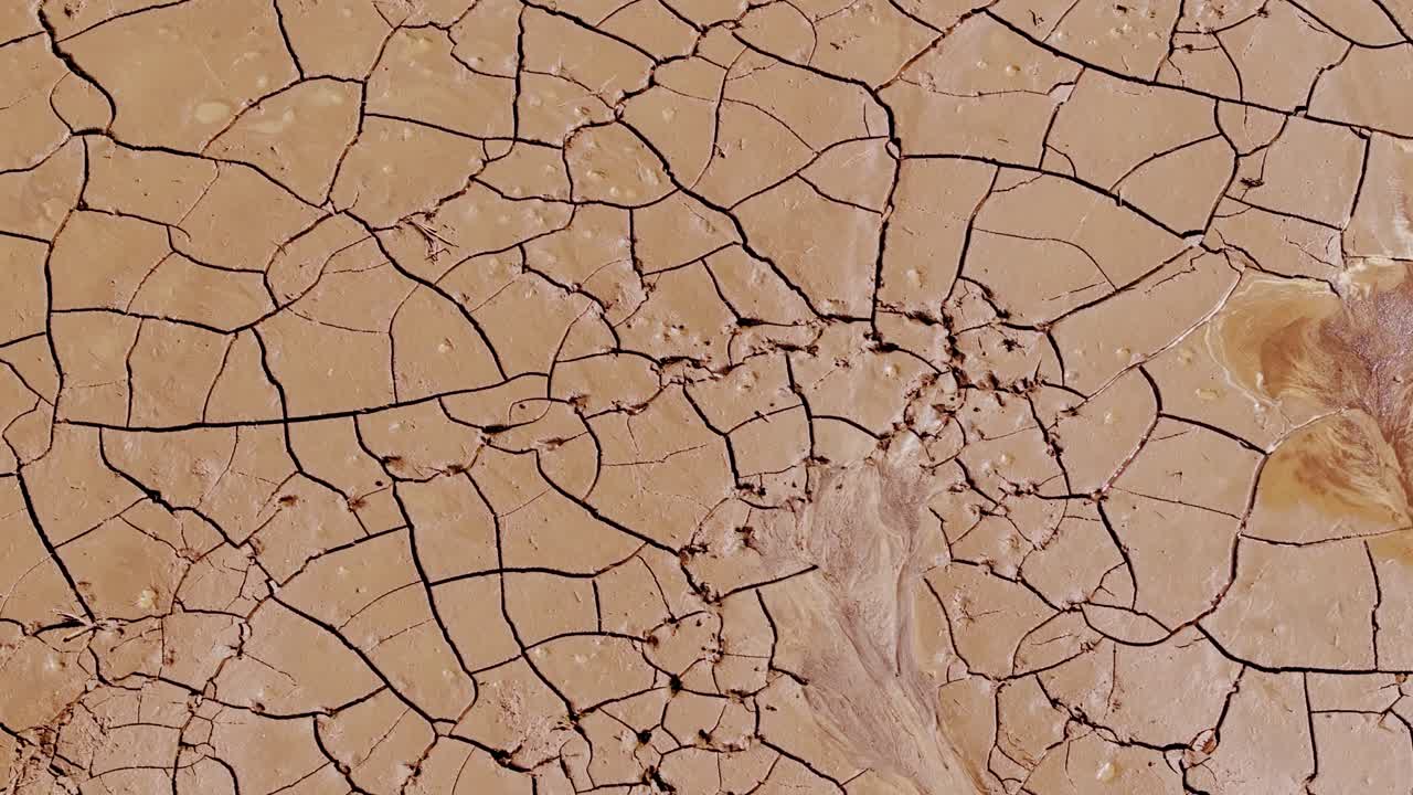 Close view of dry earth showing planetary fractures as warning of human overuse