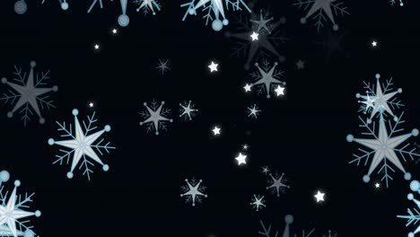 una animación de estrellas blancas parpadeando y moviéndose contra un fondo negro.