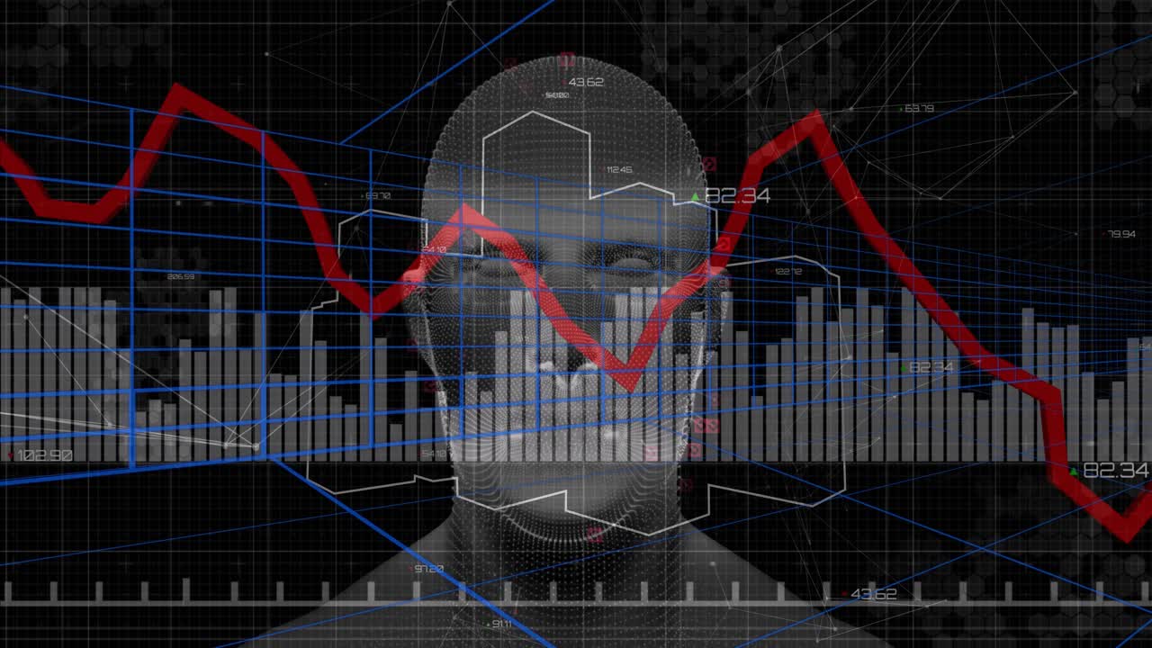 On start 3D head model rotating to side view while scanning pulsing data for analysis
