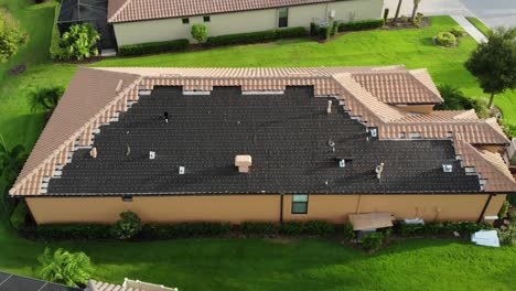 aerial showing very costly re-work of a tile roof