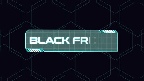 texto de viernes negro en la pantalla de la computadora con elementos de hud