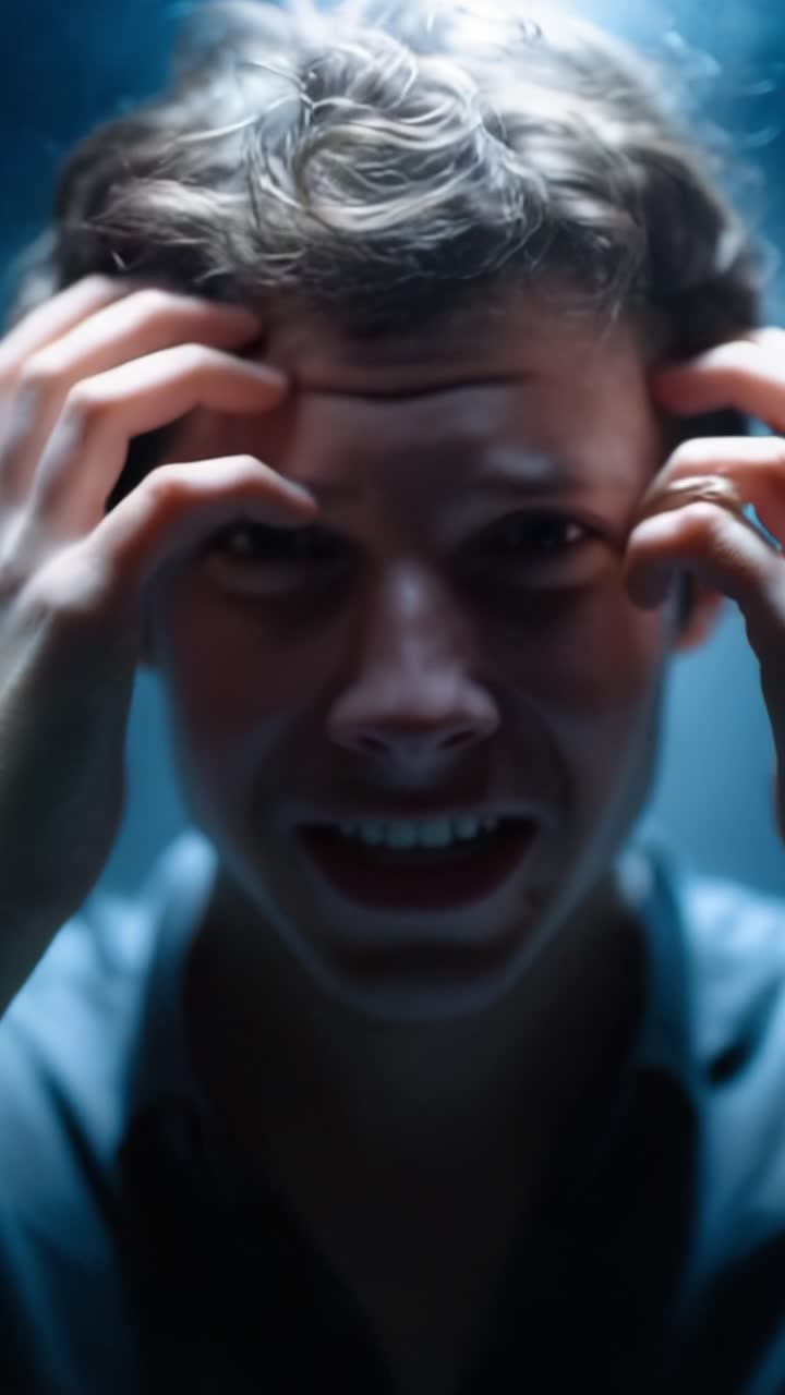 Emotional Struggle: A Character's Turbulent Journey Through Anxiety and Distress Captured in Two Compelling Frames, Showcasing Inner Conflict and Resolution