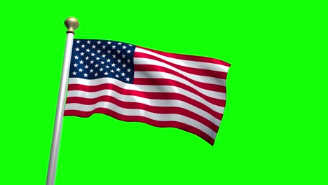 USA,-Amerikanische-Flagge,-Mittlere-Aufnahme,-Schwenkender-Grüner-Bildschirm,-CG-Flare-4k