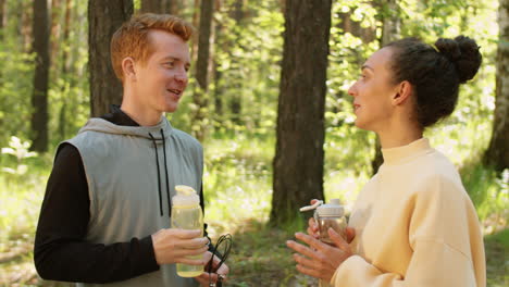 couple hiking in a forest