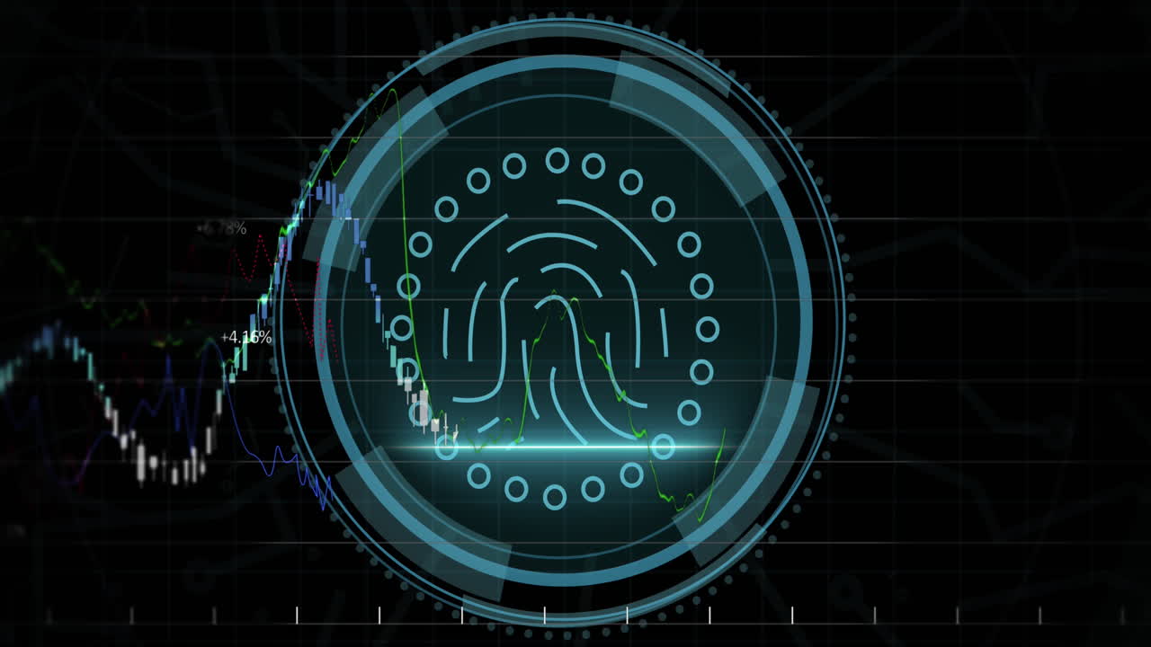 animación de texto de ciberseguridad, escaneo de alcance y procesamiento de datos.