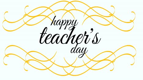 Animation-of-happy-teacher's-day-text-over-green-lines-on-white-background