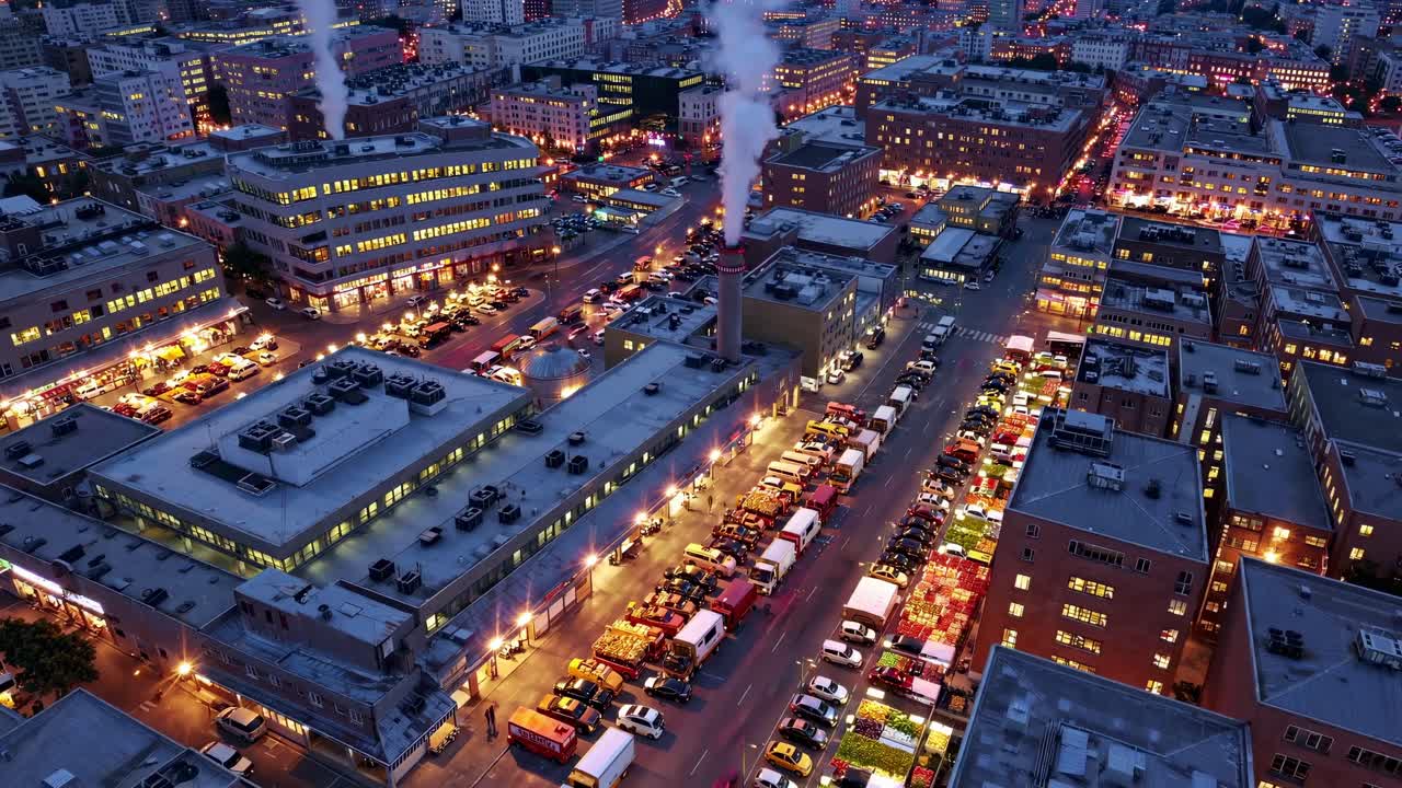 도시 시장 의 야간 풍경