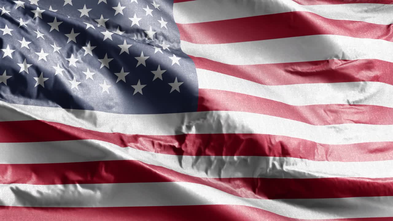 la bandera textil de los estados unidos ondeando en el bucle del viento. la bandera de los estados unidos balanceándose en la brisa. el tejido textil de la tela. el fondo de relleno completo. bucle de 10 segundos.