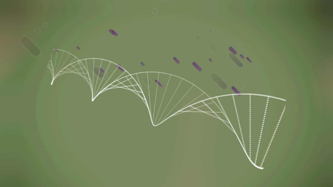 회색 배경 위에서 회전하는 dna 가닥의 애니메이션