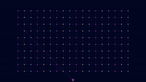 cuadrícula digital con cruces geométricas de neón en filas