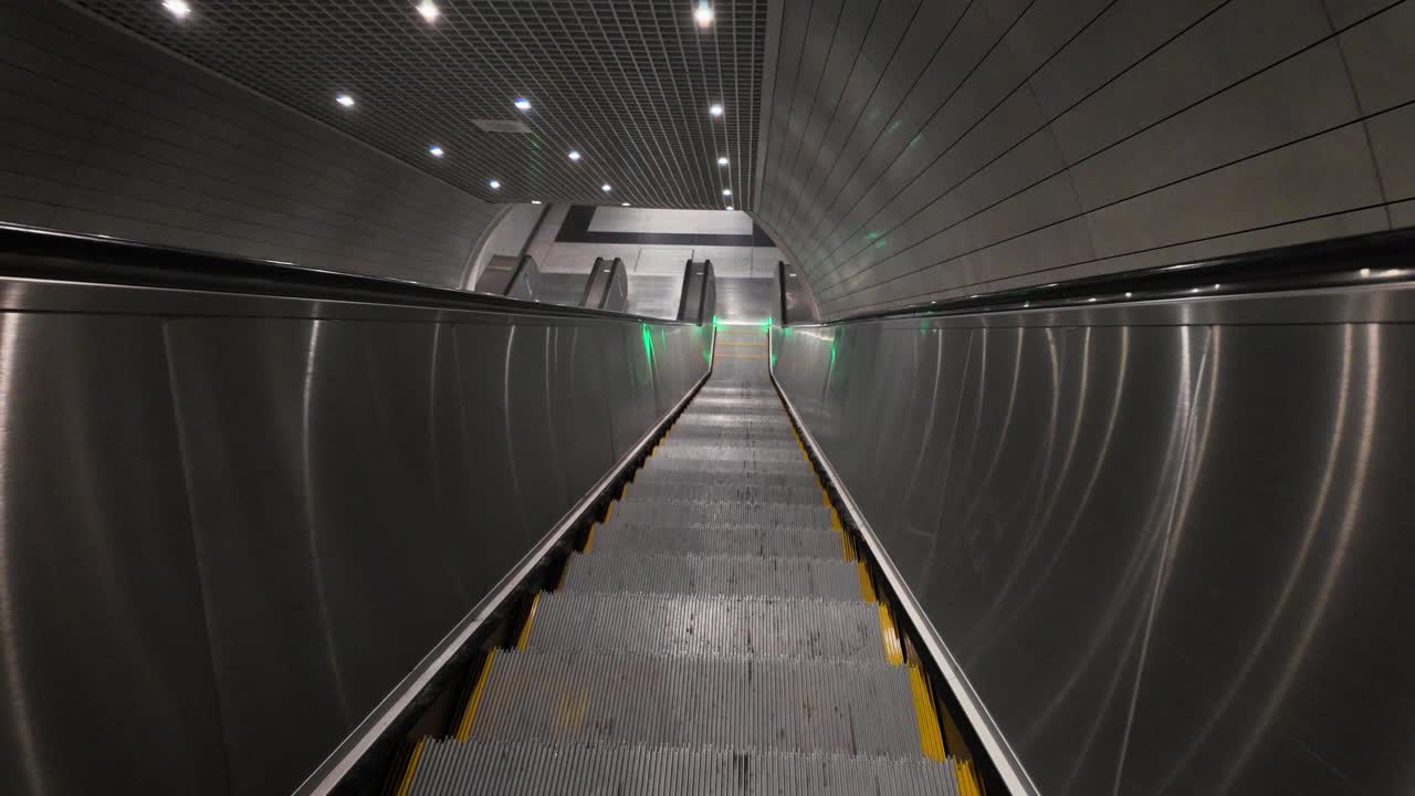 Slow Motion of escalator that leads from Istanbul city center to Istanul airport