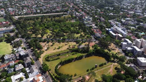 establishing shot of de waal park. beautiful summer day. cape town, south africa