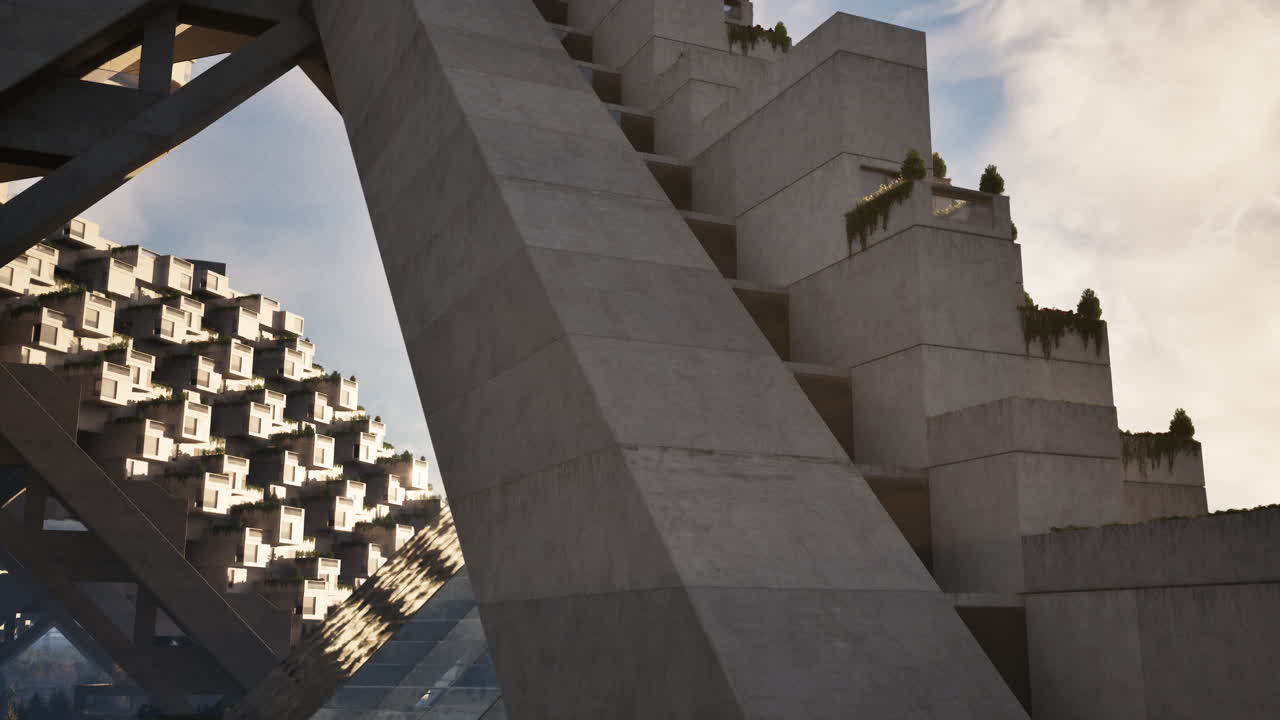 edificio de apartamentos de hormigón futurista - diseño arquitectónico moderno