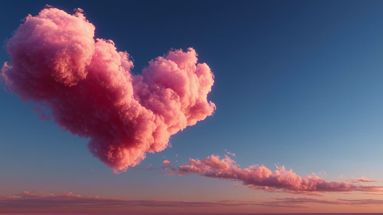 A Captivating Display of Pink Clouds in a Tranquil Sky at Sunset, Showcasing the Beautiful Transition of Colors and Shapes as Day Turns to Night