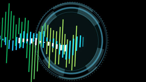 animation of data processing against cyber security text banner over round scanner