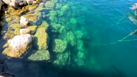 rocks submerged in clear blue water