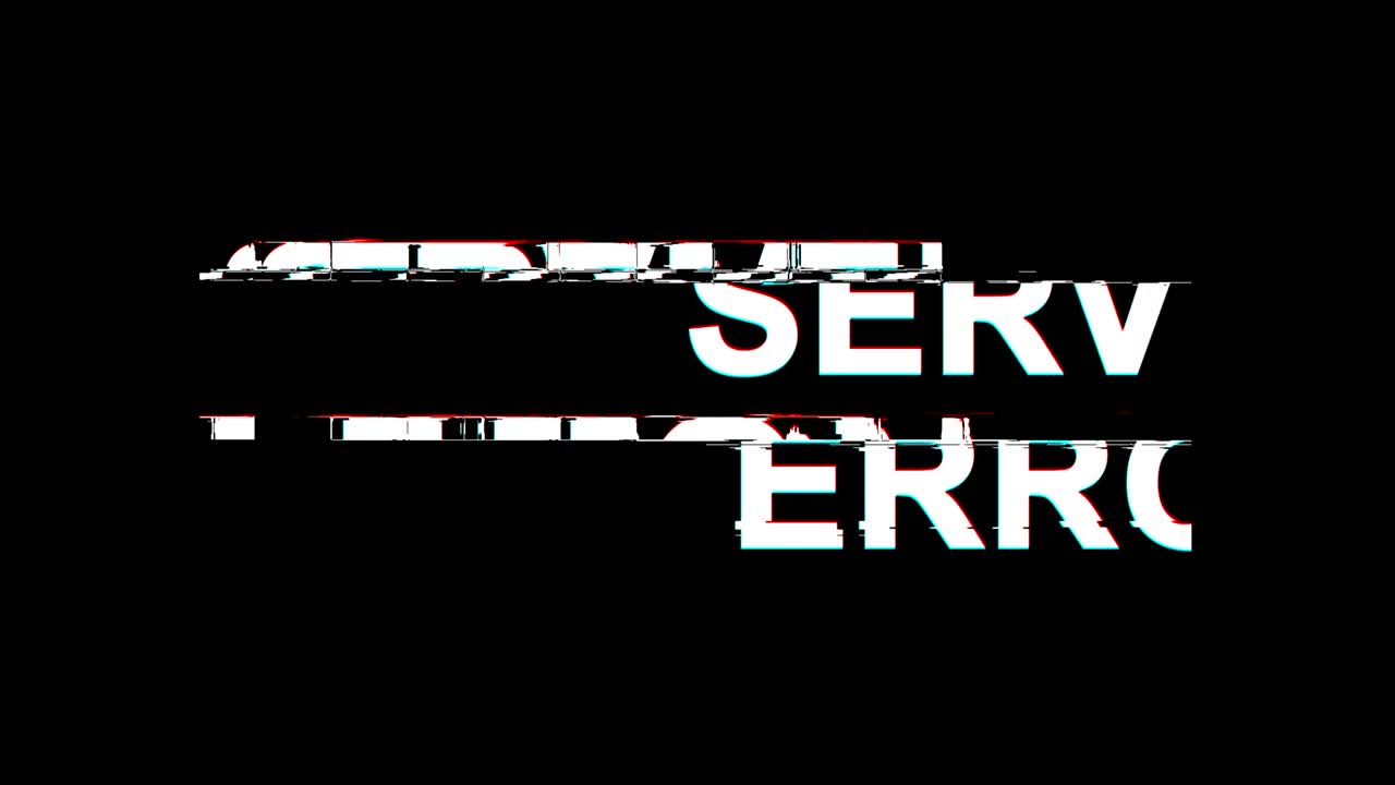 error del servidor efecto glitch texto distorsión de la televisión digital animación en bucle 4k