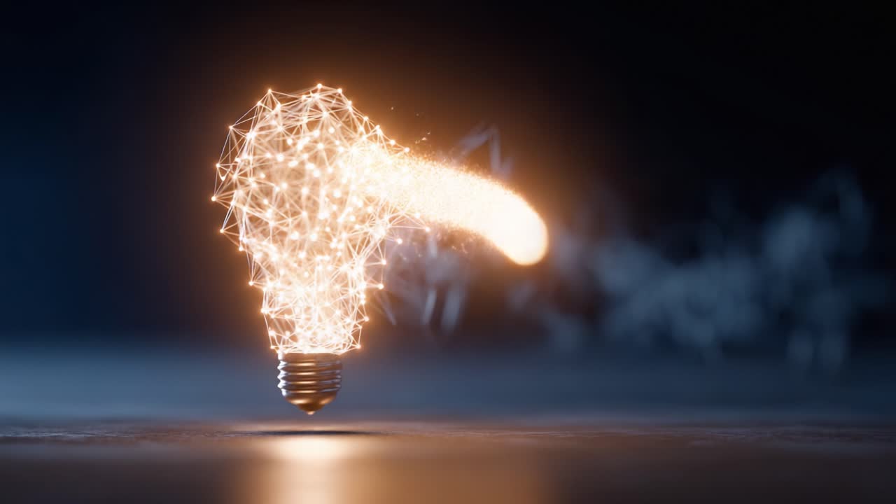 Transforming Light: A Creative Exploration of an Innovative Light Bulb Concept, Showcasing Interconnected Ideas and Sparkling Creativity Through a Digital Lens