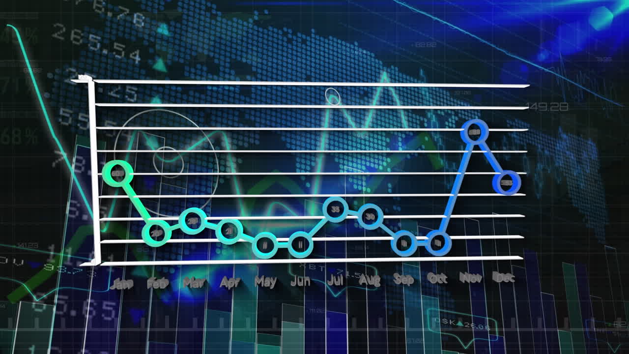 animación del procesamiento de datos sobre fondo azul