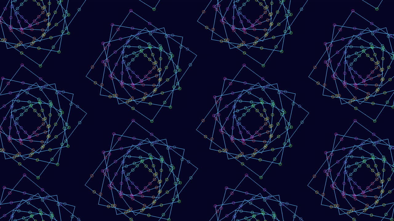 A vibrant geometric pattern of shapes and colors