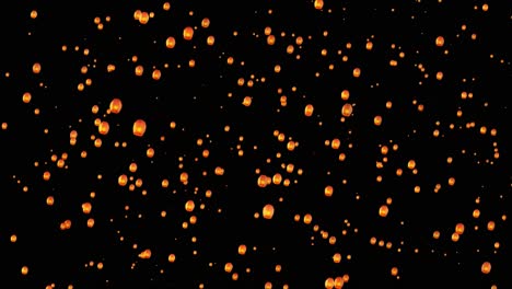 4k burning lanterns and candles flying on blue sky loop background festival of happiness and