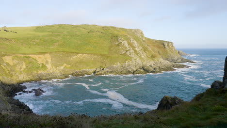 coastal landscape with rocky shore and waves