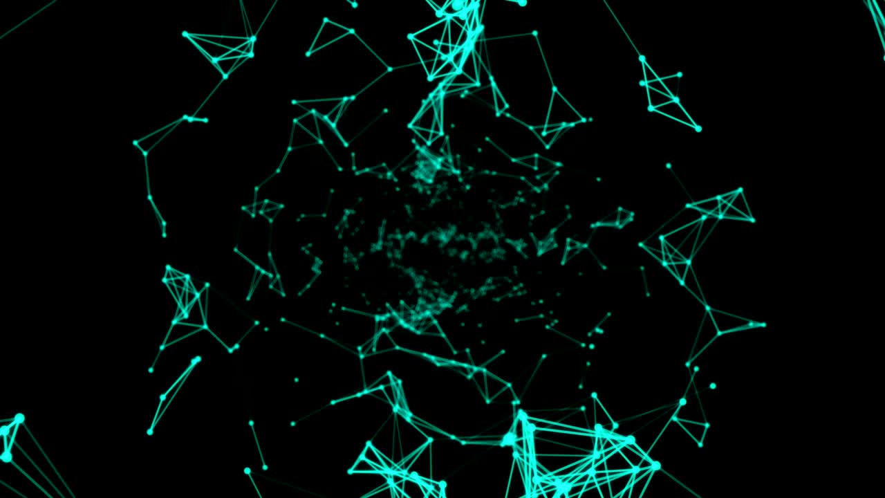 검은색 배경에 빛나는 녹색 스 연결 네트워크