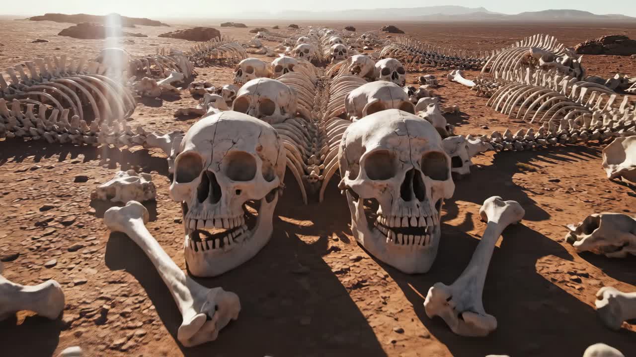 Skulls and Skeletons in a Desert Landscape