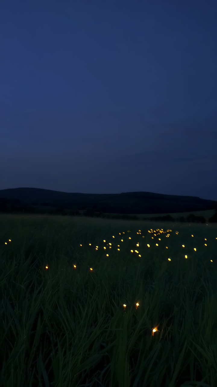 Fireflies in a Field at Night