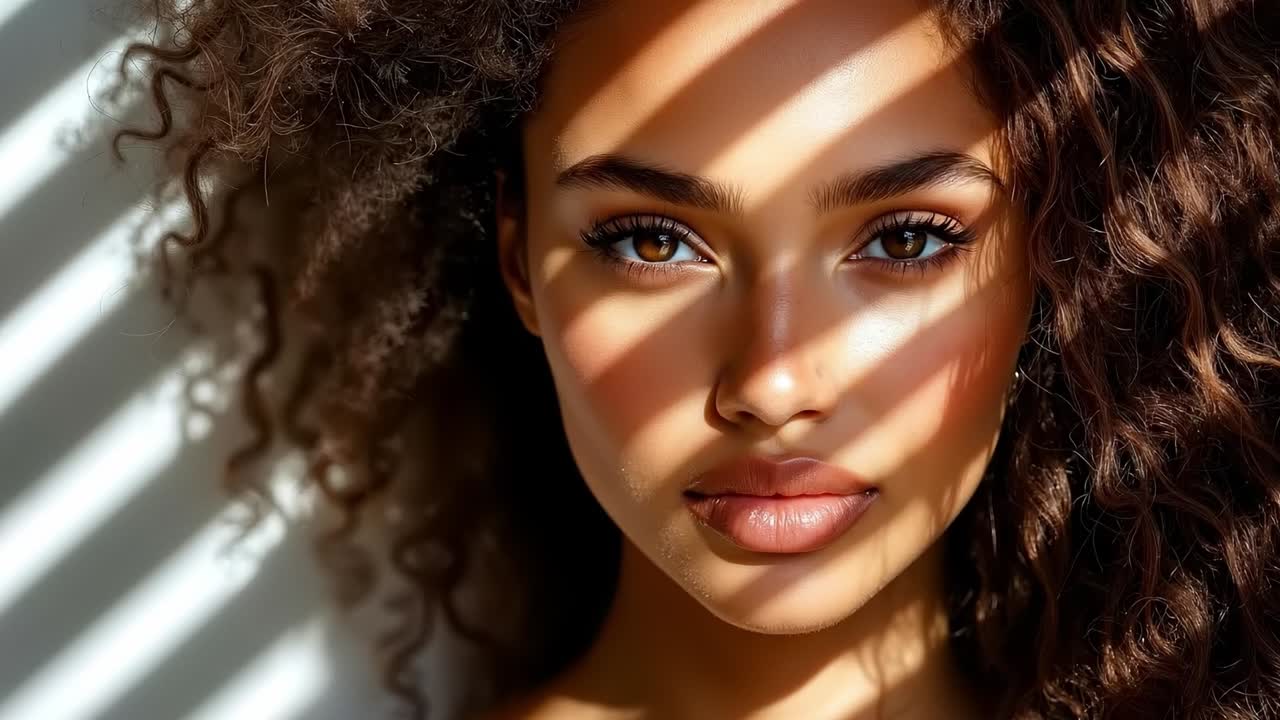 Una donna con i capelli ricci sta posando per una foto