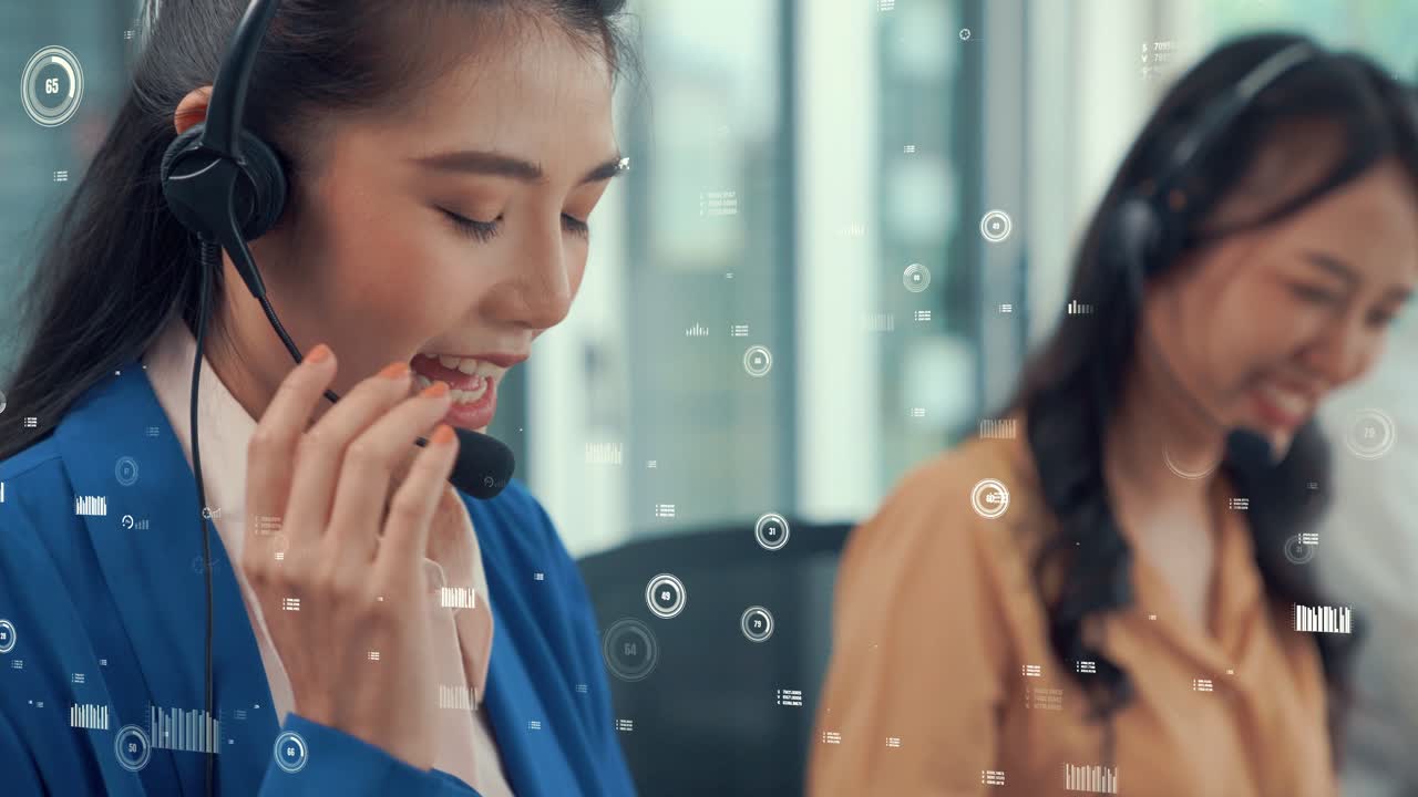 고객 지원 콜 센터는 시각적 그래픽으로 데이터를 제공합니다.