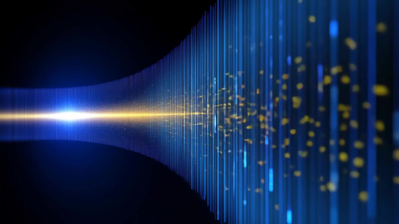 Abstract Digital Data Stream with Glowing Particles and Light Rays