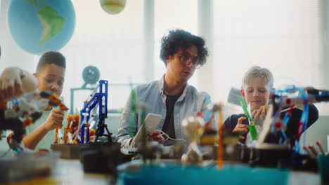 classroom stem activity with teacher and students