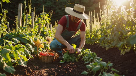 man working in a vegetable garden