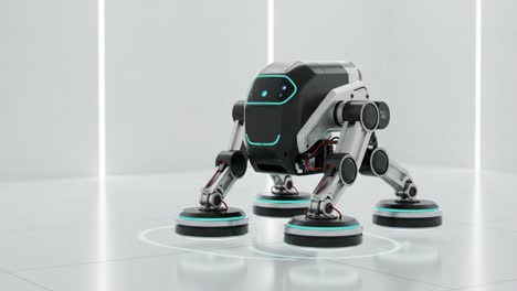 innovative robot design featuring advanced motion technology, showcasing a sleek aesthetic with smooth, gliding movements and futuristic features in a minimalistic environment