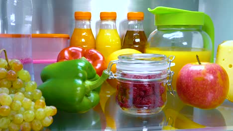 open refrigerator filled with food