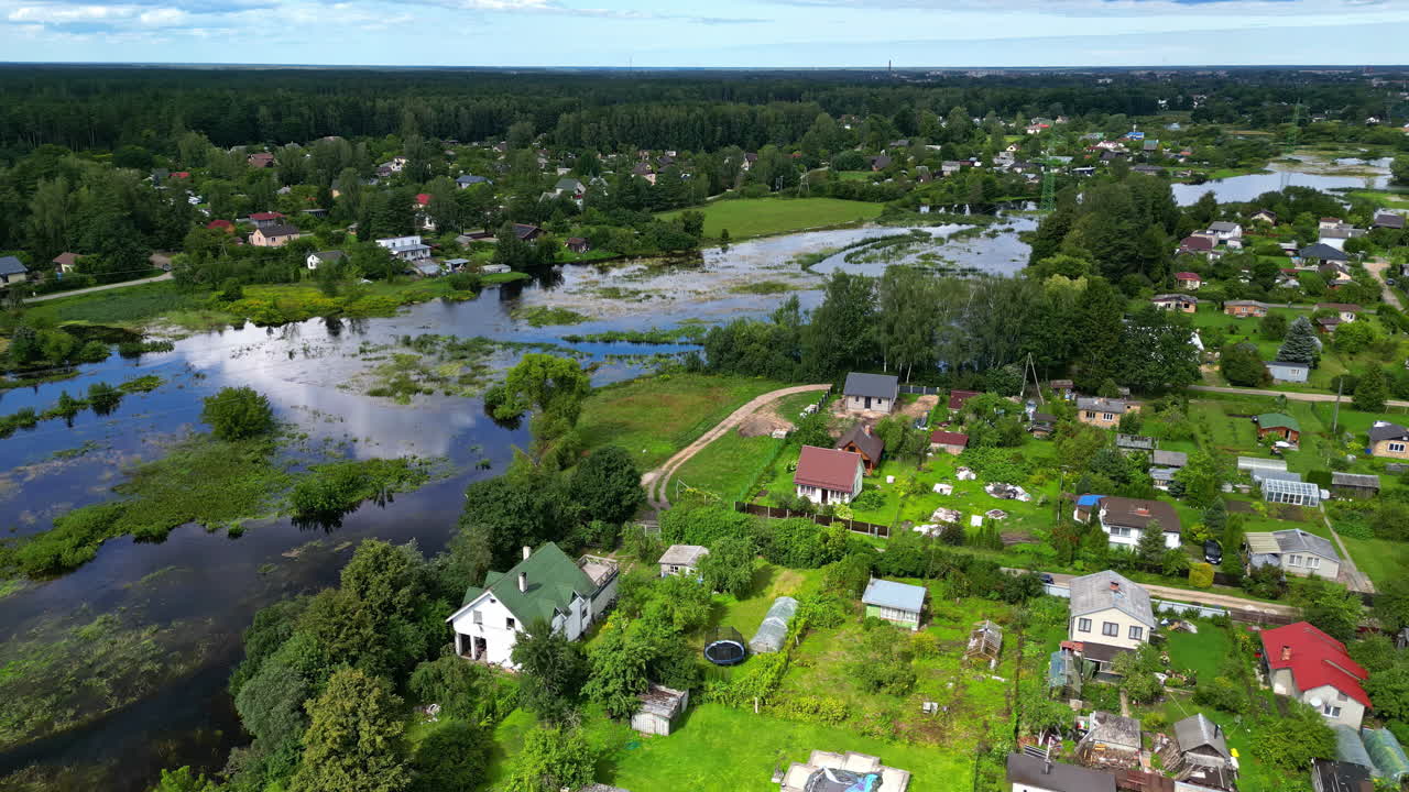 Aerial View of Flooded Village