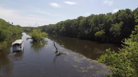 paddle boat on river aerial