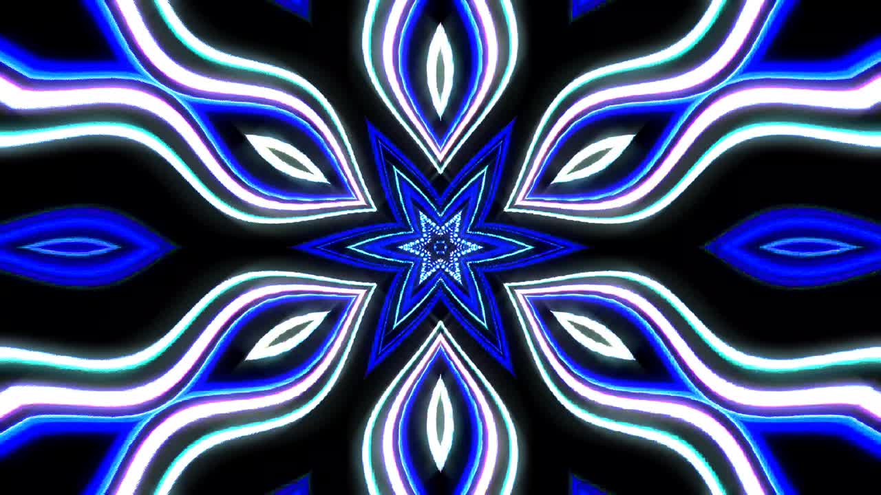 hermoso caleidoscopio abstracto que brilla, una luz radiante que regula los movimientos sutiles