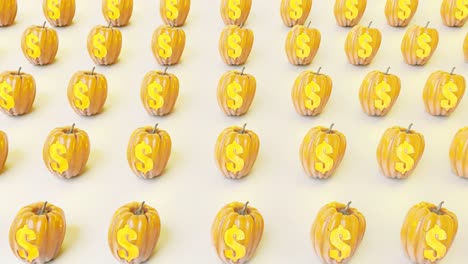 patrón de decoración de calabaza con signo de dinero en fondo blanco