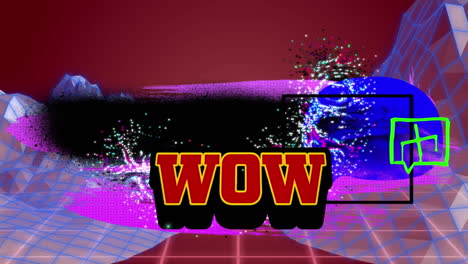 animation of wow in digital abstract space