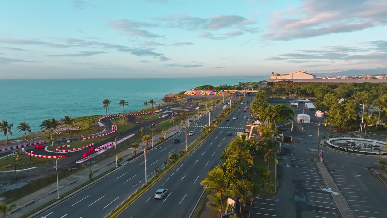 Go-kart track on Malec&oacute;n waterfront promenade in Santo Domingo, Dominican Republic