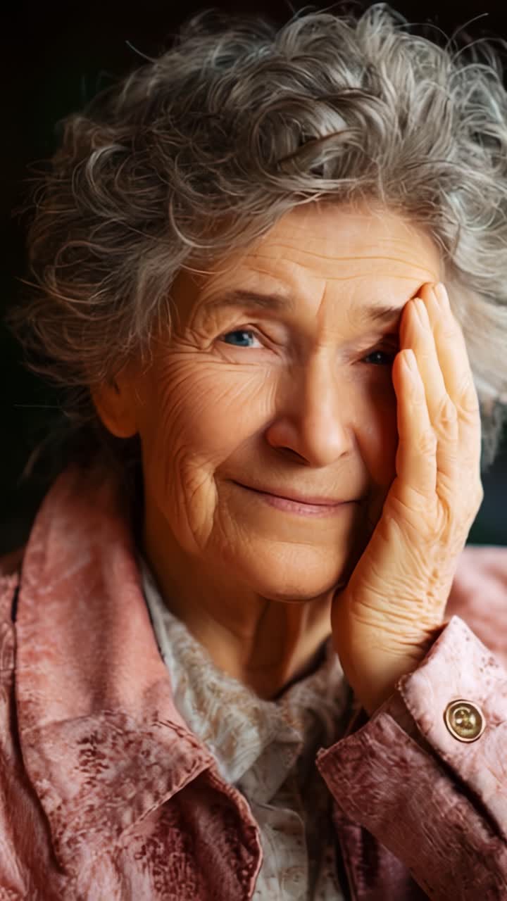 Capturing the Essence of Wisdom: An Intimate Portrait of an Elderly Woman with Gracious Smile, Wrinkles Reflecting Life's Stories and Experience