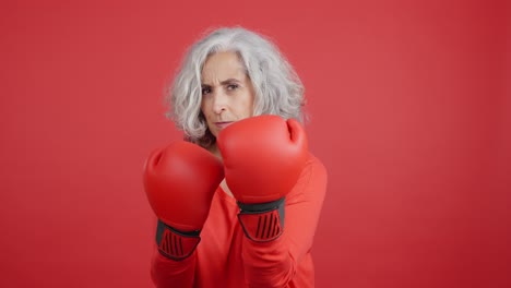 senior woman ready to fight