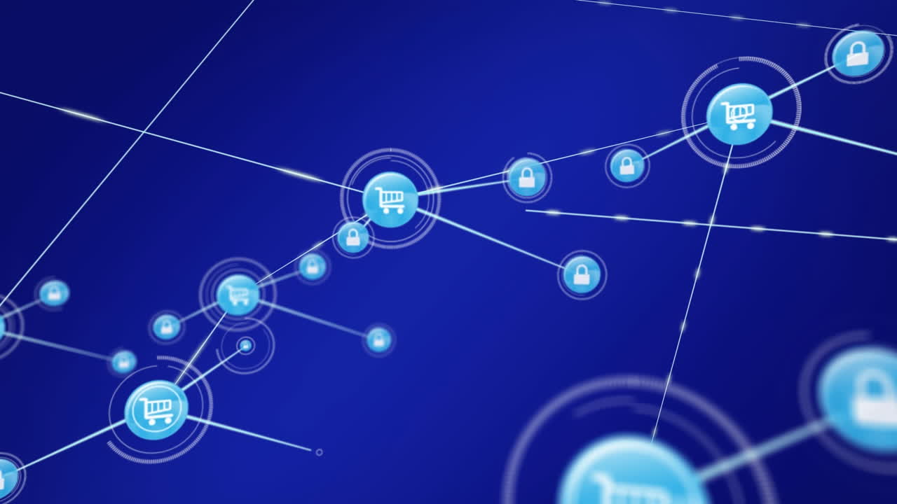 animación digital de líneas de conexión sobre un fondo negro.