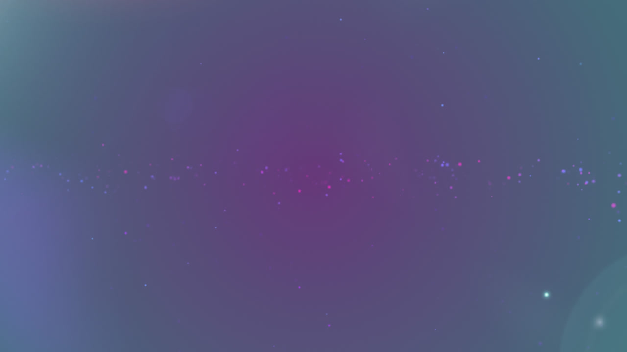 Animation of colourful particles and bokeh lights moving on black background
