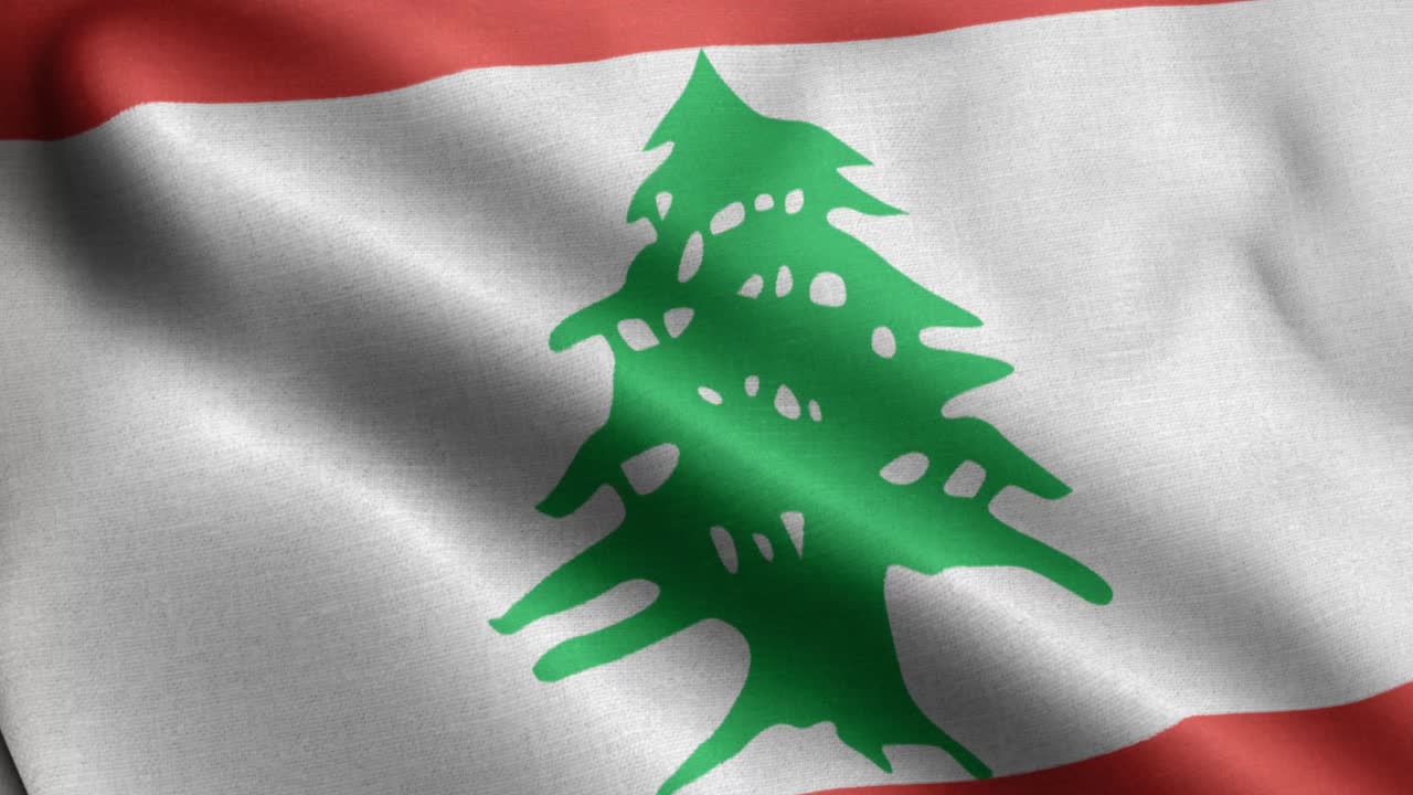 Closeup waving loop 4k National Flag of  Lebanon