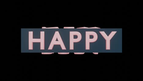 tema de año nuevo feliz - animación de video 4k de feliz año nuevo 2021 texto y número alrededor de la caja de cubo, aislado en fondo negro.