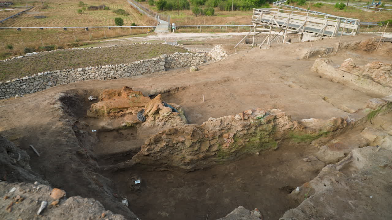 Archaeological Excavation Site Of Solnitsata (The Saltworks) In Provadia, Bulgaria. - high angle shot