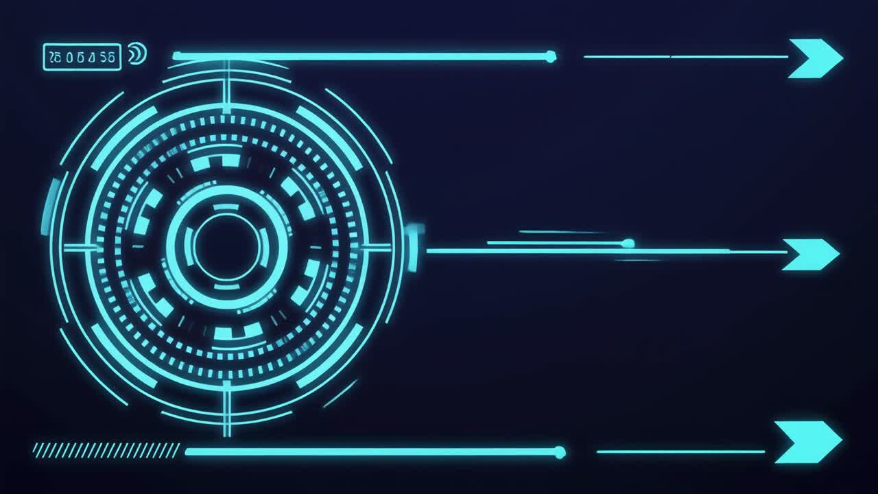 Animated Sci-Fi Heads-Up Display with Glowing Blue Graphics